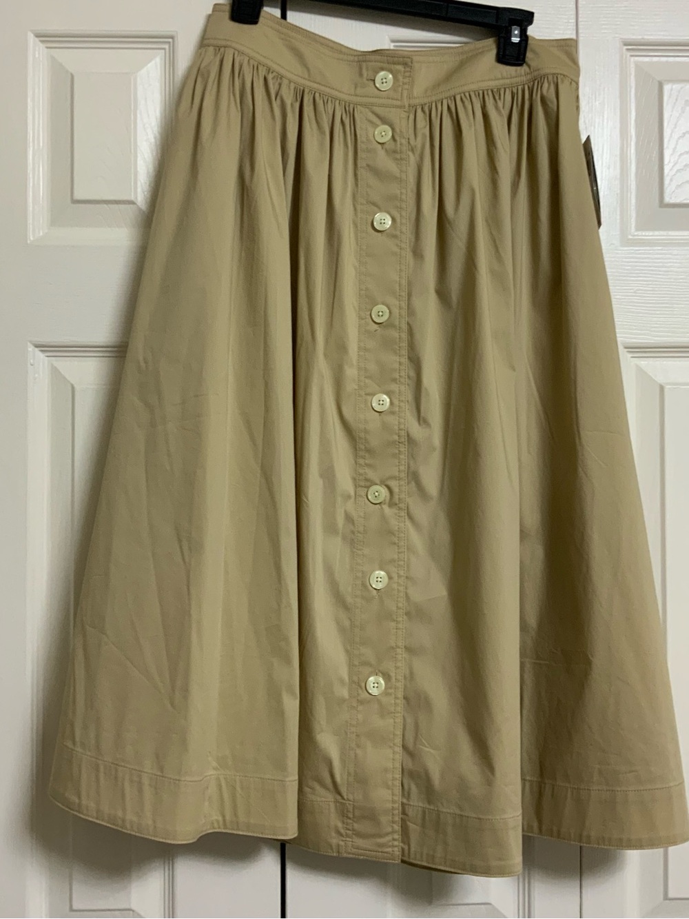 Lauren Ralph Lauren Button-Front Cotton Blend Midi Skirt - Picture 7 of 11